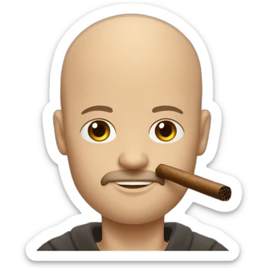 bald guy shaved beard smokinga tabacco cigar a  masculinity sticker