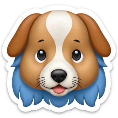 perro salchicha blanco, con manchas grises, negras y marrones y ojos azules sticker