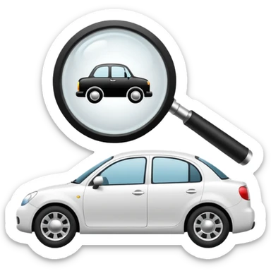 car silhouette with a magnifying glass above it sticker