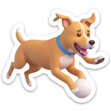 dog chasing ball in forrest, close up pose sticker