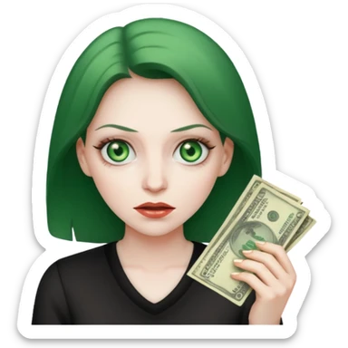 Crazed looked woman who wants to spend money sticker