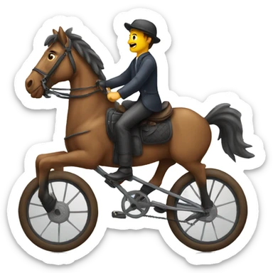 A man on a bike riding a horse sticker