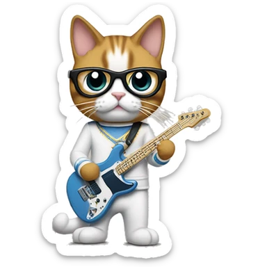 4 cats dressed as the band weezer sticker