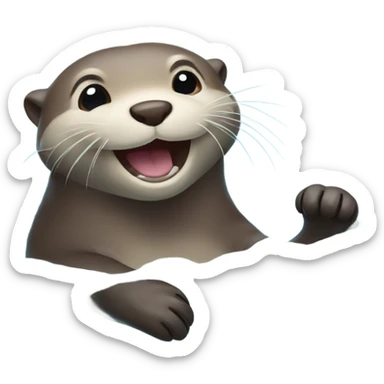 Happy otter playing in water sticker