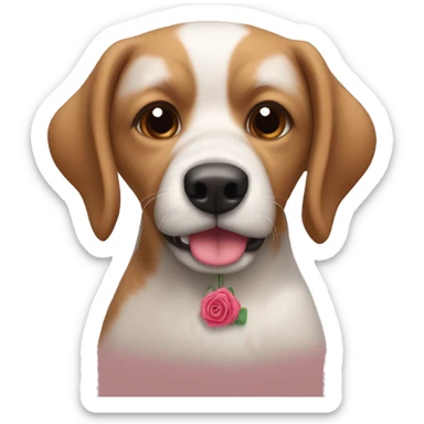 haz un perro marrón con un lazo rosita sticker