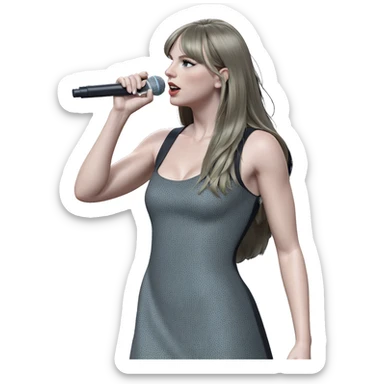 girl singing in black dress sticker