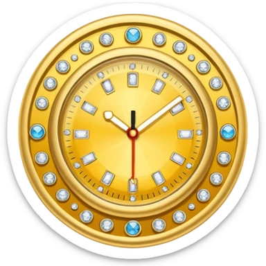 Crea un reloj de oro amarillo con muchos diamantes sticker