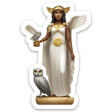 Athena Goddess with owl sticker