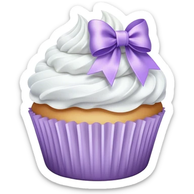 White cupcake with light purple bow sticker
