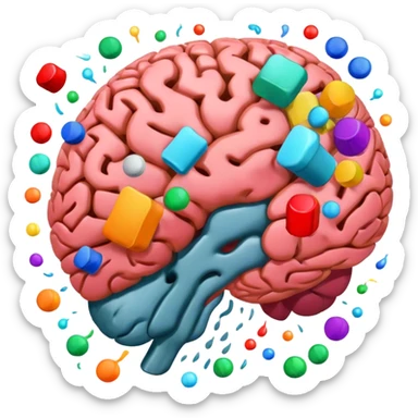 make an brain with a lot of random stuff in it like a very full brain sticker