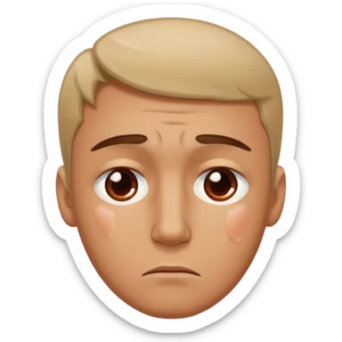 Man with a slightly reddened, sad face, a tear flowing from his eye down his cheek sticker