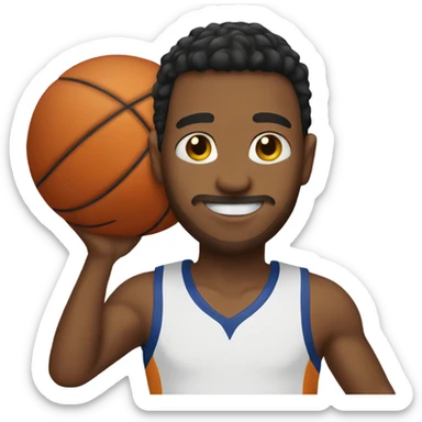 Avery holding a basketball sticker