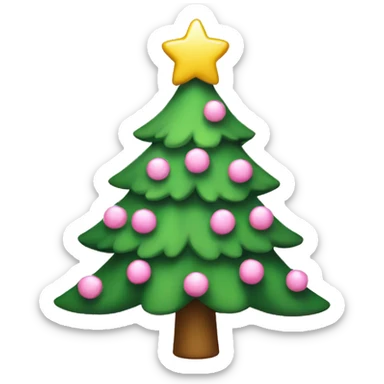 Christmas tree with small pink and white bows sticker