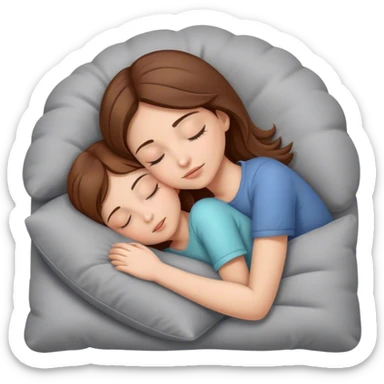 Girl with brown hair sleeping on gray pillow  sticker