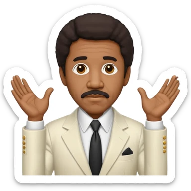 Richard Pryor with dark brown hair, ivory suit sticker