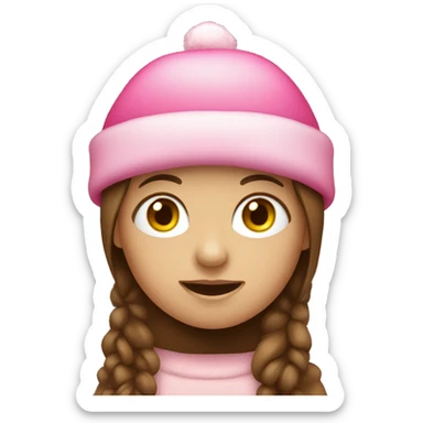 Girl with brown hair and a pink Christmas hat on  sticker