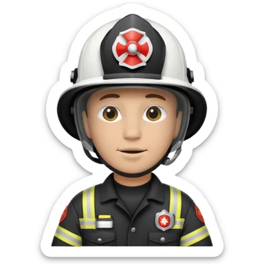 Firefighter with white respiratory protection white color helmet sticker