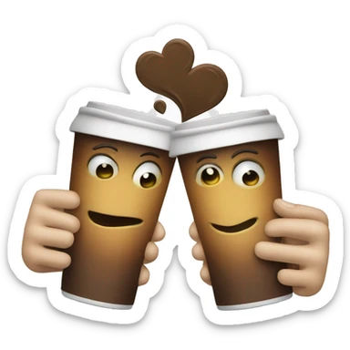 toasting with two cups of cofee sticker