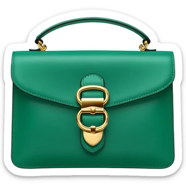 Realistic Luxury style jade green leather clutch bag, with detailed gold buckle  sticker