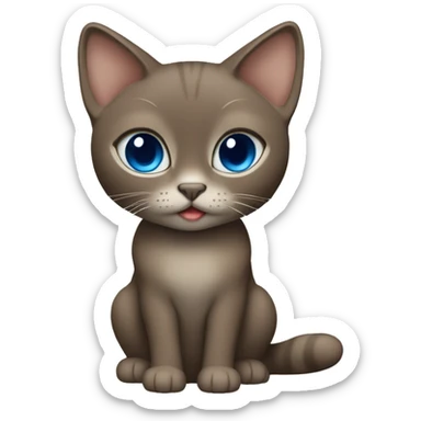 Dark Brown face - beige body and ears female thai cat with blue eyes  sticker