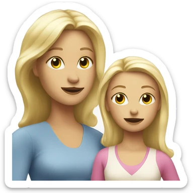 blonde women talking with blonde child  sticker