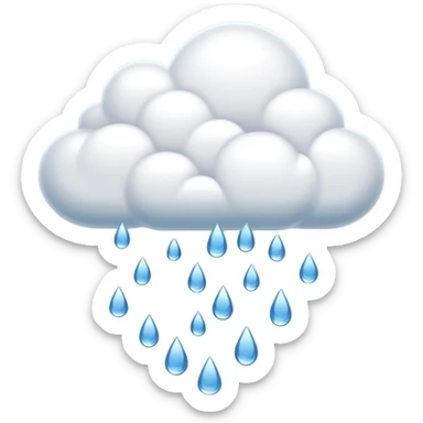 rain cloud object icon, cute cloud with falling water drops, 3D cartoon, soft shadow, mobile game icon style, centered, clean background, no text, no watermark
 sticker
