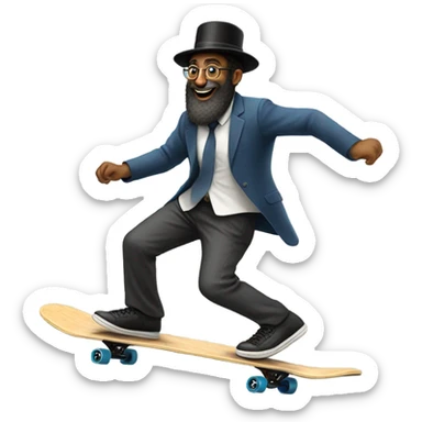 Rabbi riding skateboard sticker
