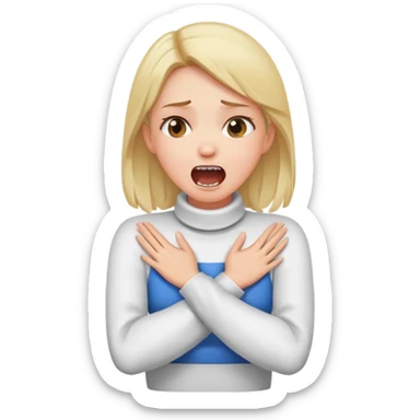 girl cross arms hands on neck screaming sticker