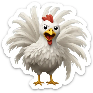Chicken inside a swirling cyclone sticker