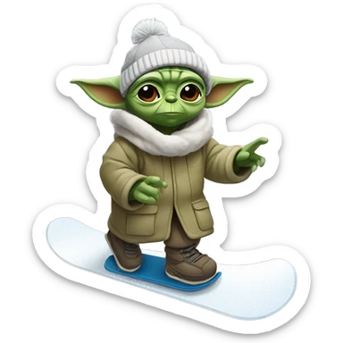 Yoda snowboarding sticker
