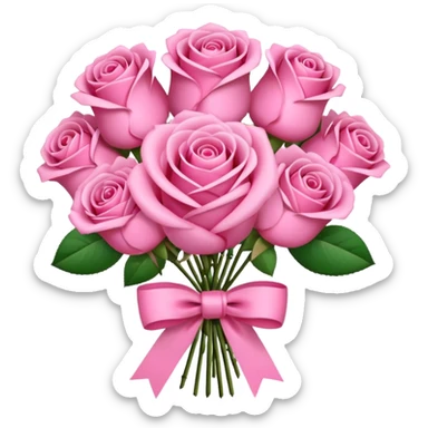 pink rose bouquet with pink ribbons  sticker