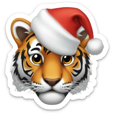 Tiger with a Santa hat sticker