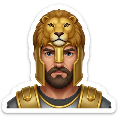 Alexander the great wearing lion head helmet sticker