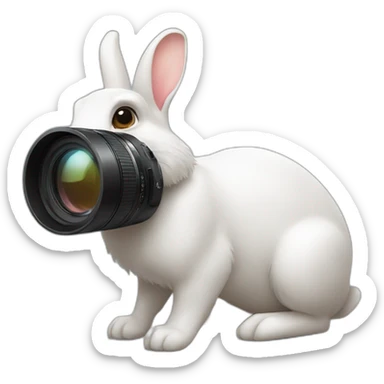 rabbit with photocamera sticker
