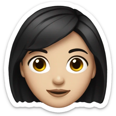 white girl with short black hair cozy sticker