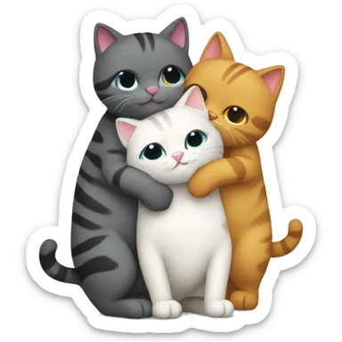 three cats hugging sticker