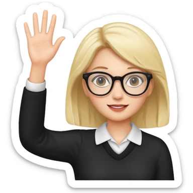 Girl with glasses waving sticker