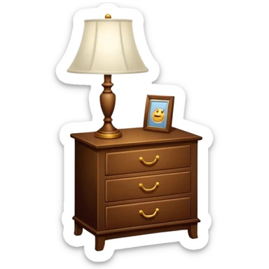 Cupboard-commode-drawer-night-stand furniture with a night lamp on  sticker