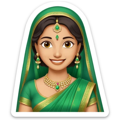 Indian bride in green saree sticker