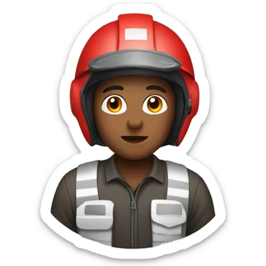 a rescuer in a red helmet sticker
