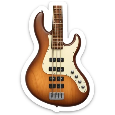Cinematic Realistic Bass, deep polished wood with rich grain, thick taut strings stretching across its curved body, subtle warm lighting emphasizing its form, glowing with depth and powerful musical resonance. sticker