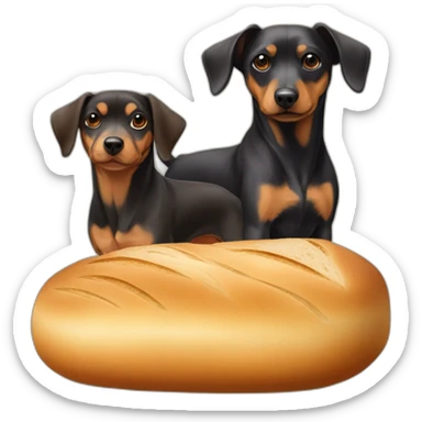 a dog of the zwergpinscher breed and a dog of the Maltese bread sticker