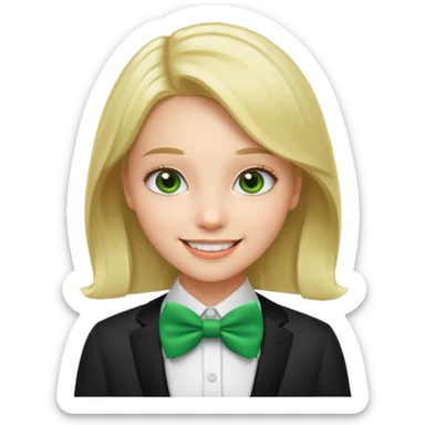 girl with green bow tie sticker