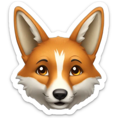 Renard blanc avec les oreilles baissé sticker