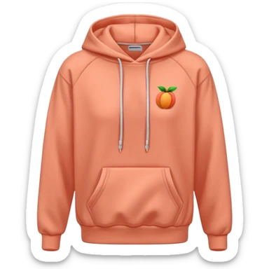 A 3D cartoon peach-coral hoodie with soft folds, drawstrings, and a casual fit, isolated plain background. plain , no texture. sticker