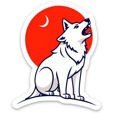Wolf with red moon, howling, Red Rising symbol sticker
