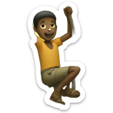 A black man climbing a jungle tree sticker