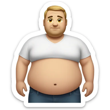 fat man with fat rolls sticker