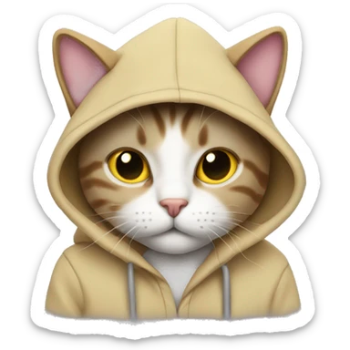 Cat wearing oversized hoodie sticker
