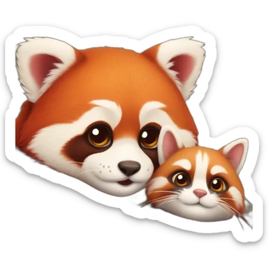 red-panda-cuddles-cute-cat sticker